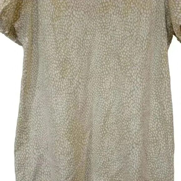 Nicole Miller Women's Green & White Floral Linen/Viscose V-Neck Short Sleeve Ple - Picture 9 of 14